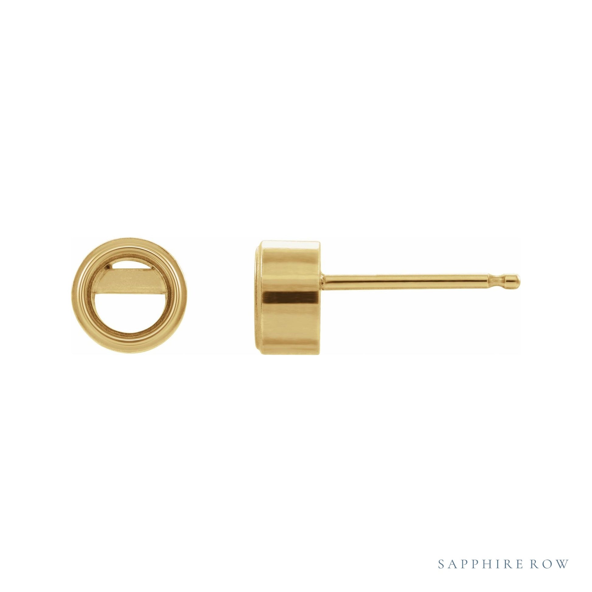 Sapphire Row Round Bezel-Set Stud Earrings setting in 14K Yellow Gold, shown with a center stone (sold separately)