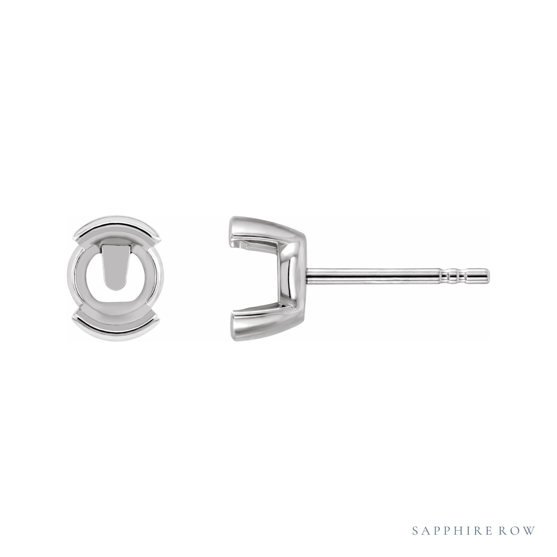 Sapphire Row Round Half-Bezel Earrings with Protektor® Post setting in Platinum, shown with a center stone (sold separately)