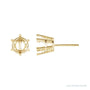 Sapphire Row Round 6-Prong Pre-Notched Earrings setting in 14K Yellow Gold, shown with a center stone (sold separately)