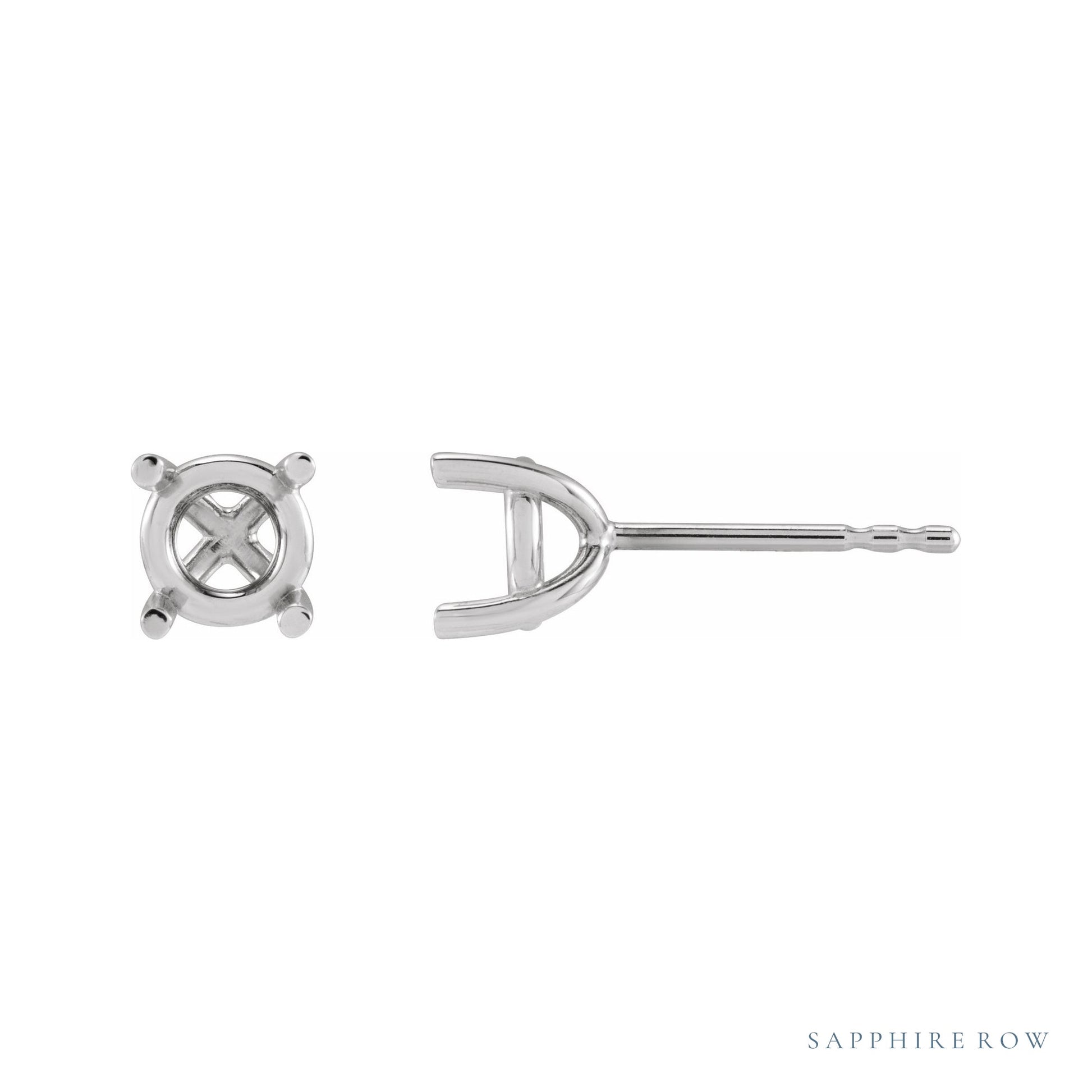 Sapphire Row Round 4-Prong Earrings setting in Platinum, shown with a center stone (sold separately)
