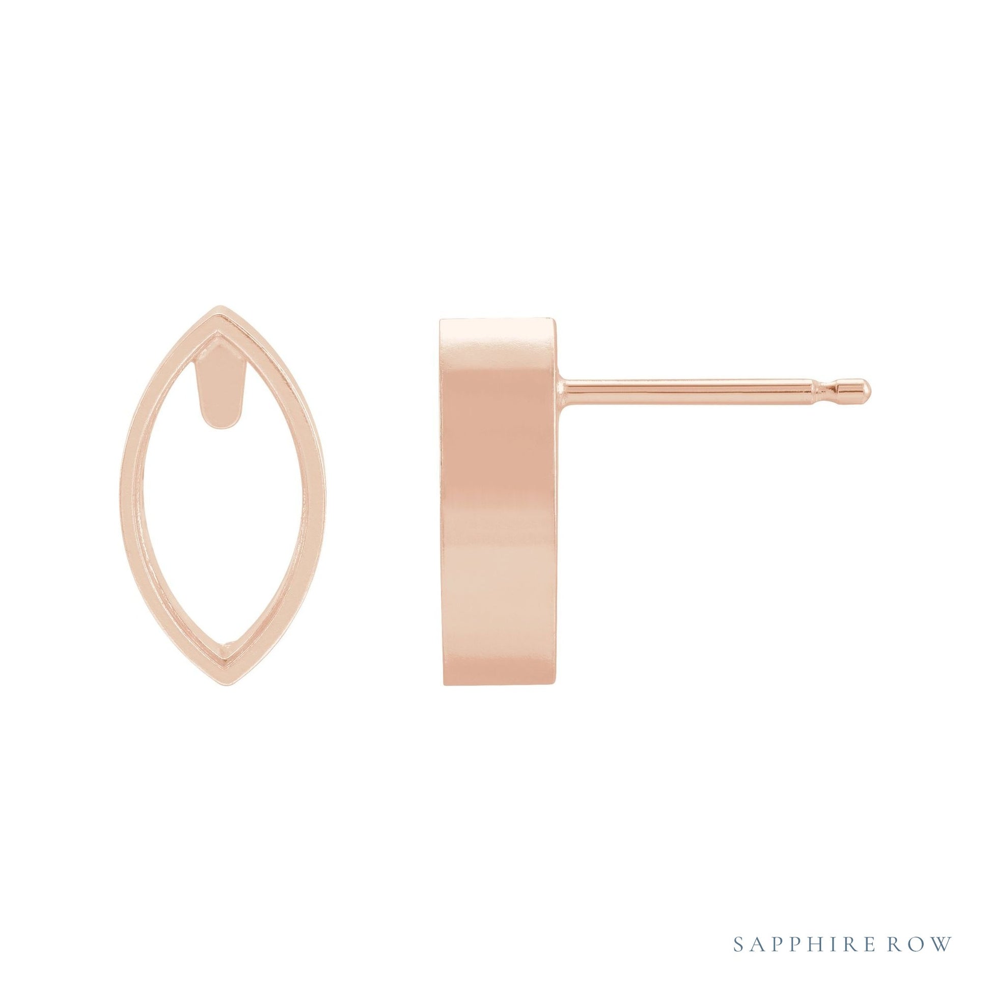 Sapphire Row Marquise Bezel-Set Earrings setting in 14K Rose Gold, shown with a center stone (sold separately)
