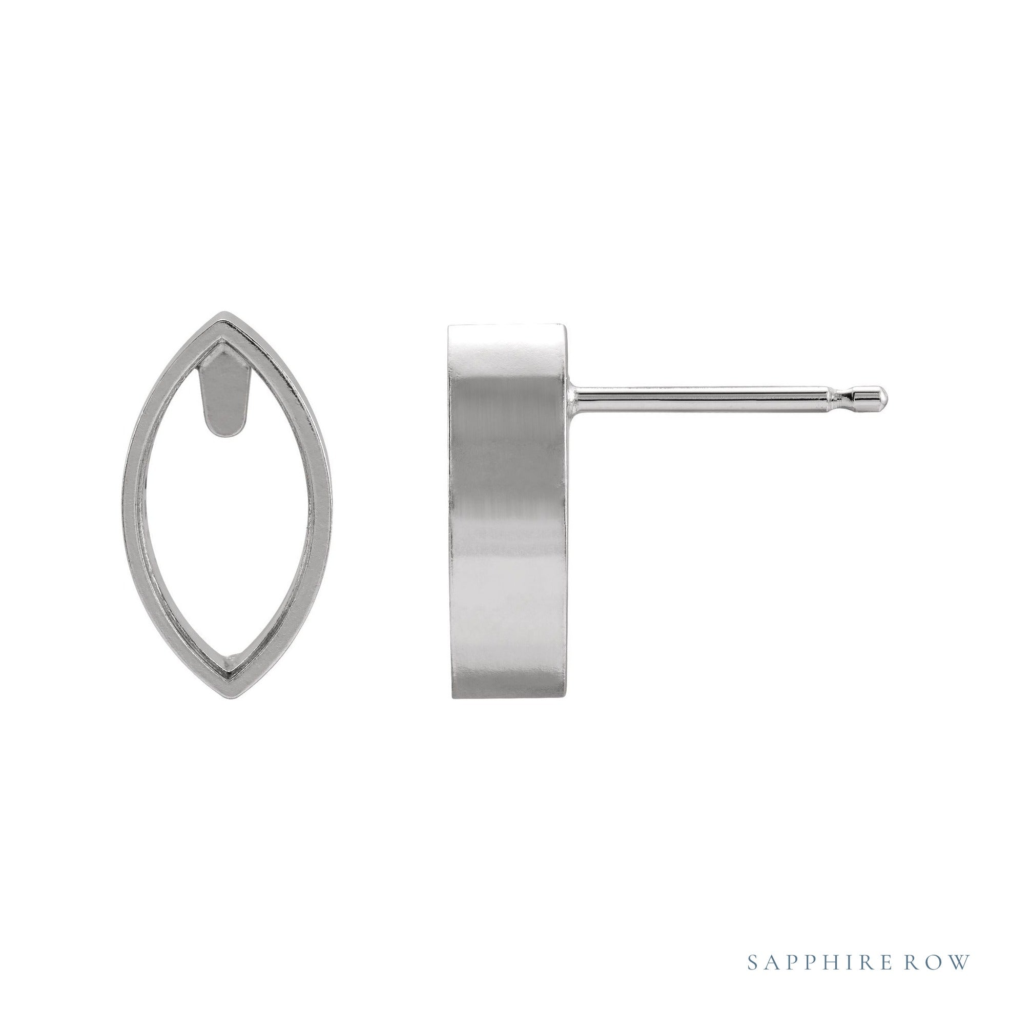 Sapphire Row Marquise Bezel-Set Earrings setting in 14K White Gold, shown with a center stone (sold separately)
