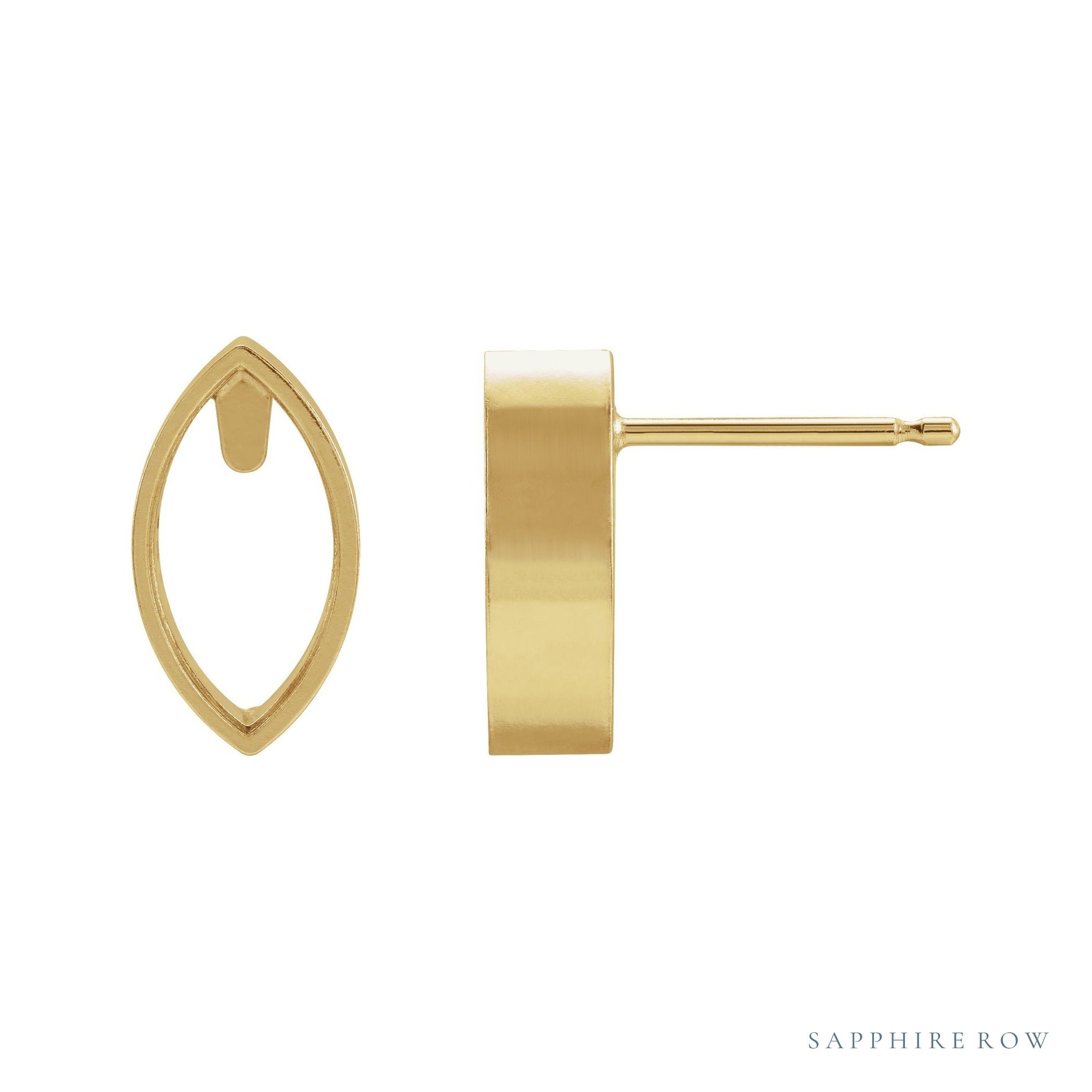 Sapphire Row Marquise Bezel-Set Earrings setting in 14K Yellow Gold, shown with a center stone (sold separately)