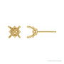 Sapphire Row Round 4-Prong Stud Earrings setting in 14K Yellow Gold, shown with a center stone (sold separately)