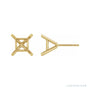 Sapphire Row Square 4-Prong Cocktail-Style Protektor® Post Stud Earrings setting in 14K Yellow Gold, shown with a center stone (sold separately)