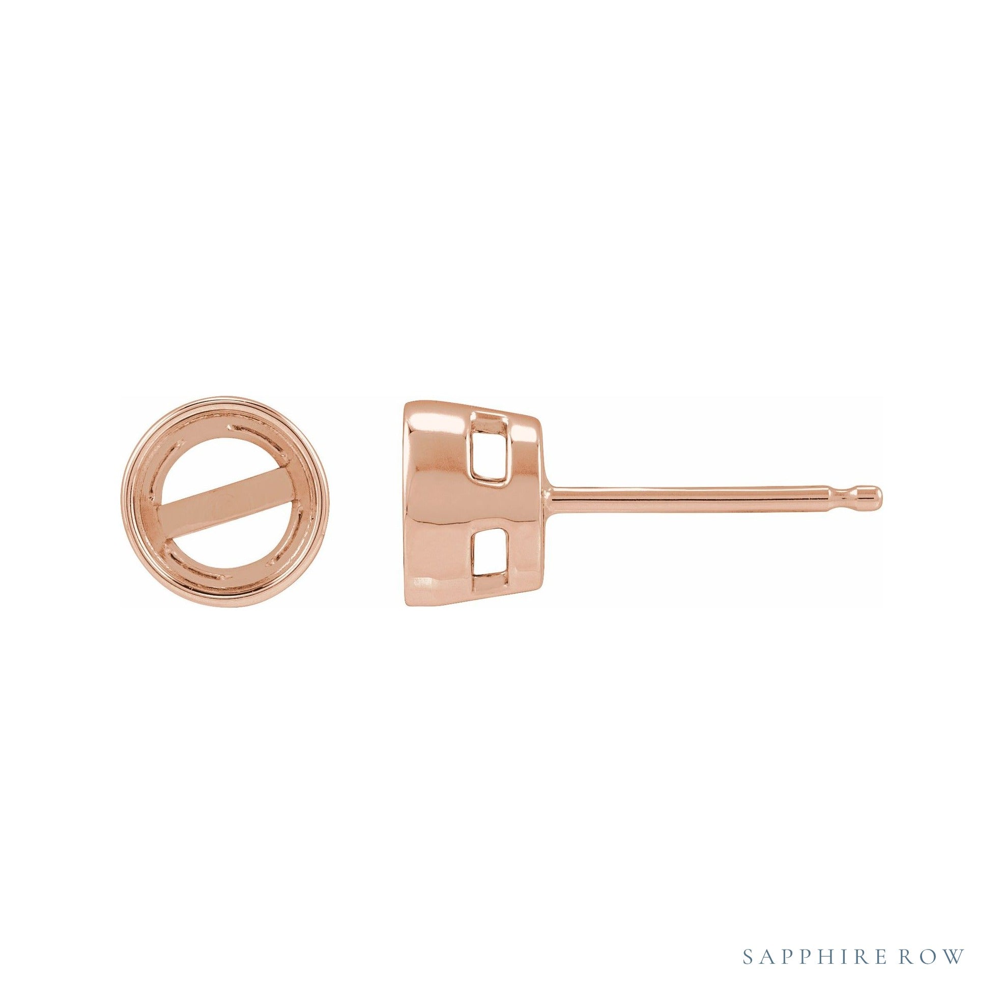 Sapphire Row Bezel-Set Stud Earrings setting in 14K Rose Gold, shown with a center stone (sold separately)