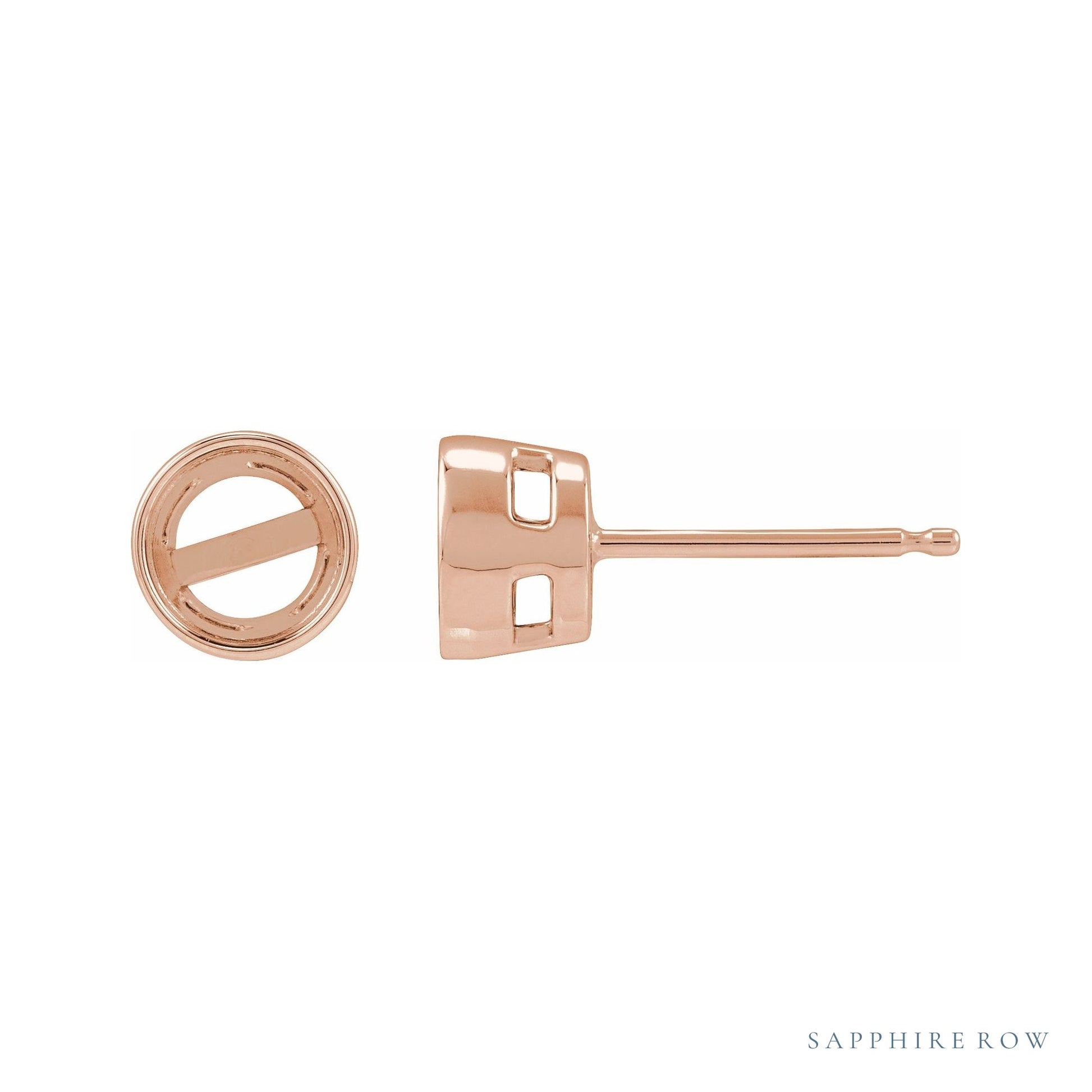Sapphire Row Bezel-Set Stud Earrings setting in 14K Rose Gold, shown with a center stone (sold separately)