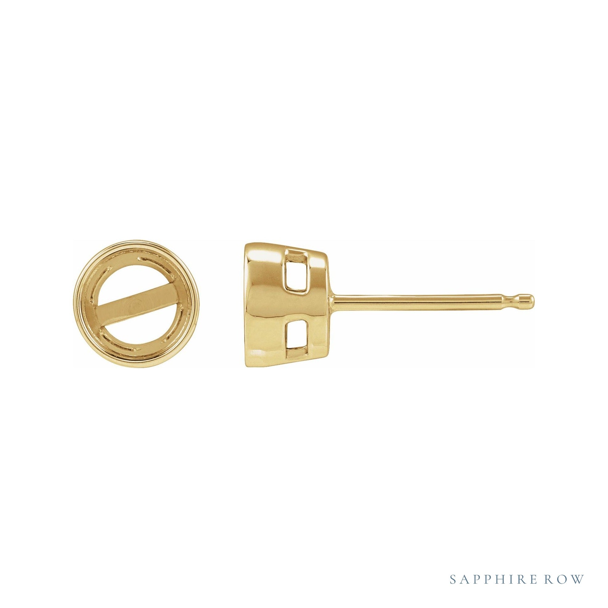 Sapphire Row Bezel-Set Stud Earrings setting in 14K Yellow Gold, shown with a center stone (sold separately)