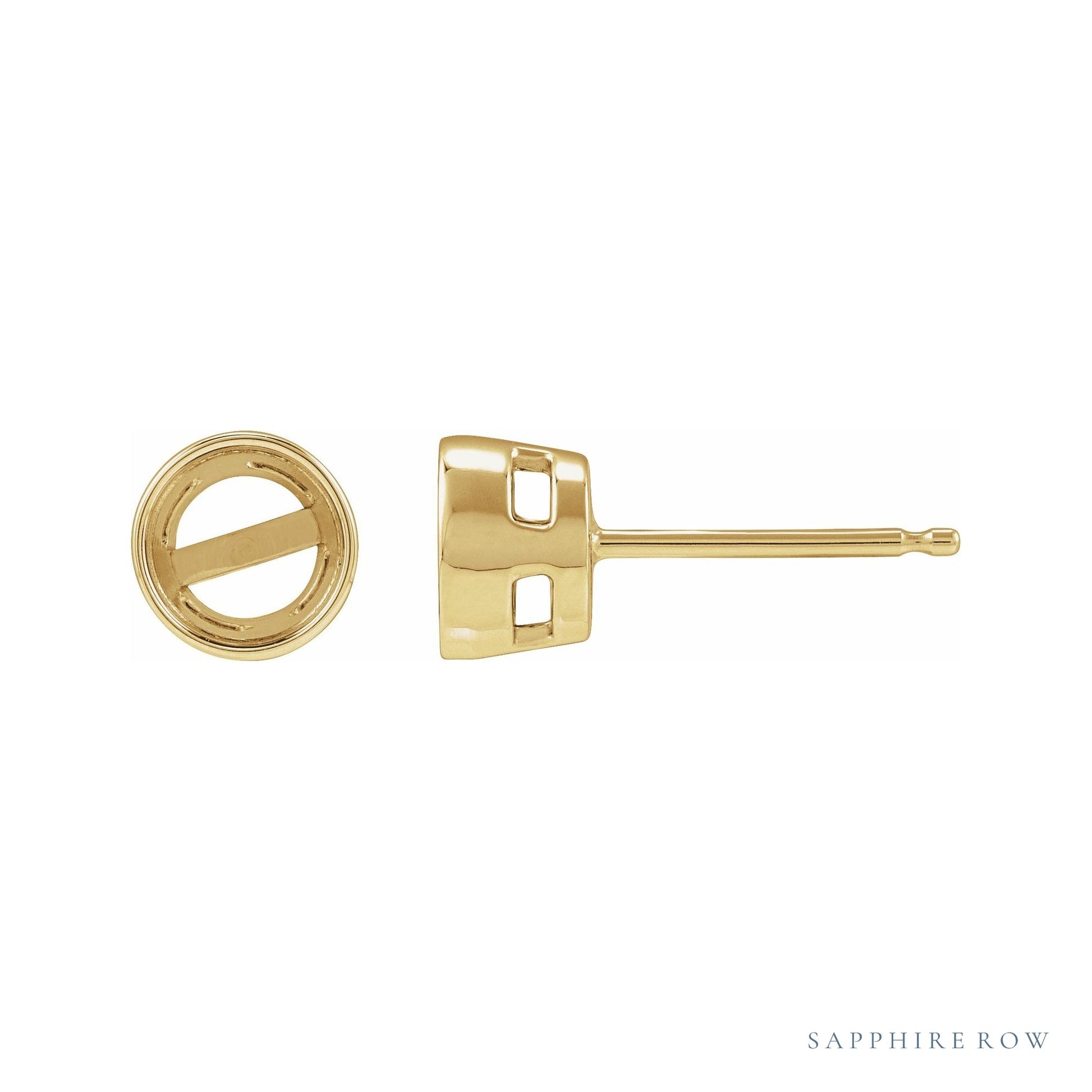 Sapphire Row Bezel-Set Stud Earrings setting in 14K Yellow Gold, shown with a center stone (sold separately)