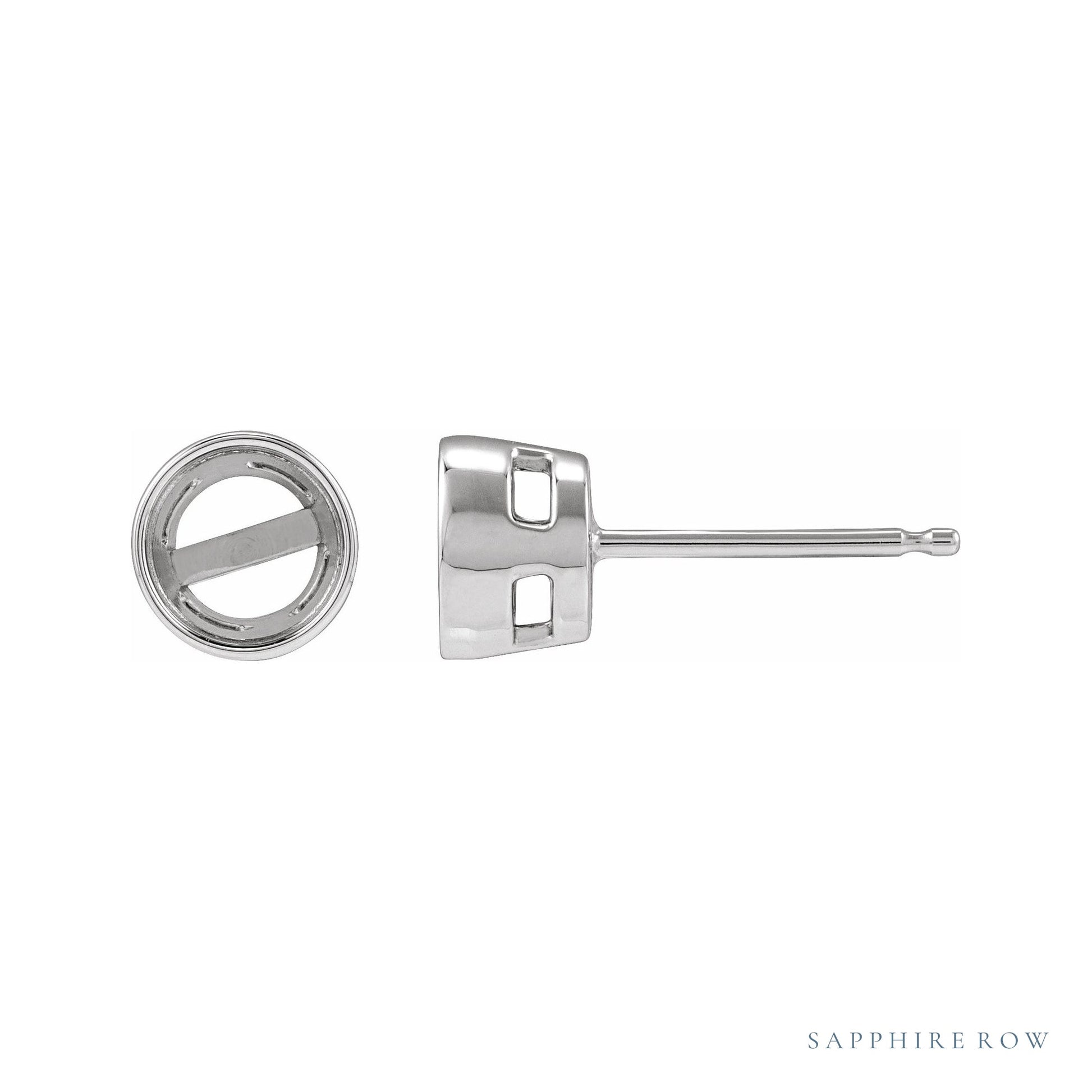 Sapphire Row Bezel-Set Stud Earrings setting in Platinum, shown with a center stone (sold separately)