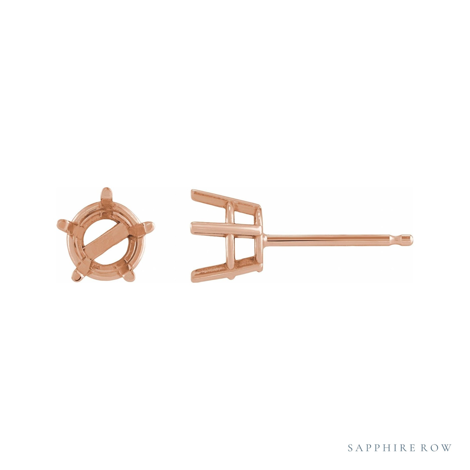Sapphire Row Solitaire Stud Earrings setting in 14K Rose Gold, shown with a center stone (sold separately)