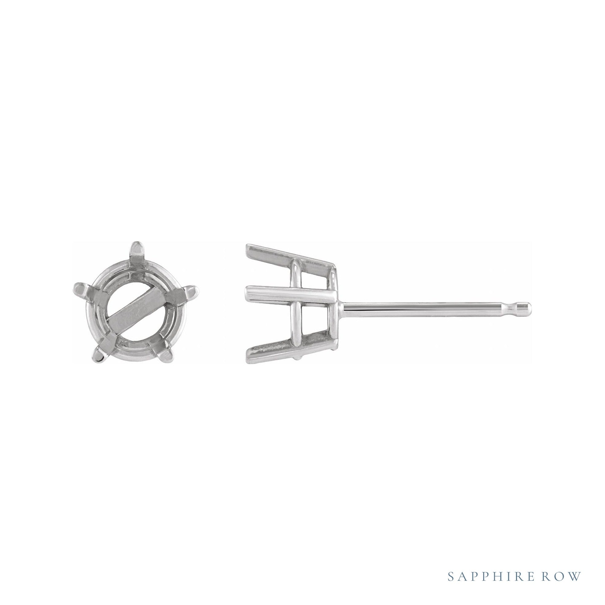 Sapphire Row Solitaire Stud Earrings setting in 14K White Gold, shown with a center stone (sold separately)