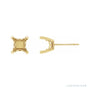 Sapphire Row Square 4-Prong Scroll Stud Earrings setting in 14K Yellow Gold, shown with a center stone (sold separately)