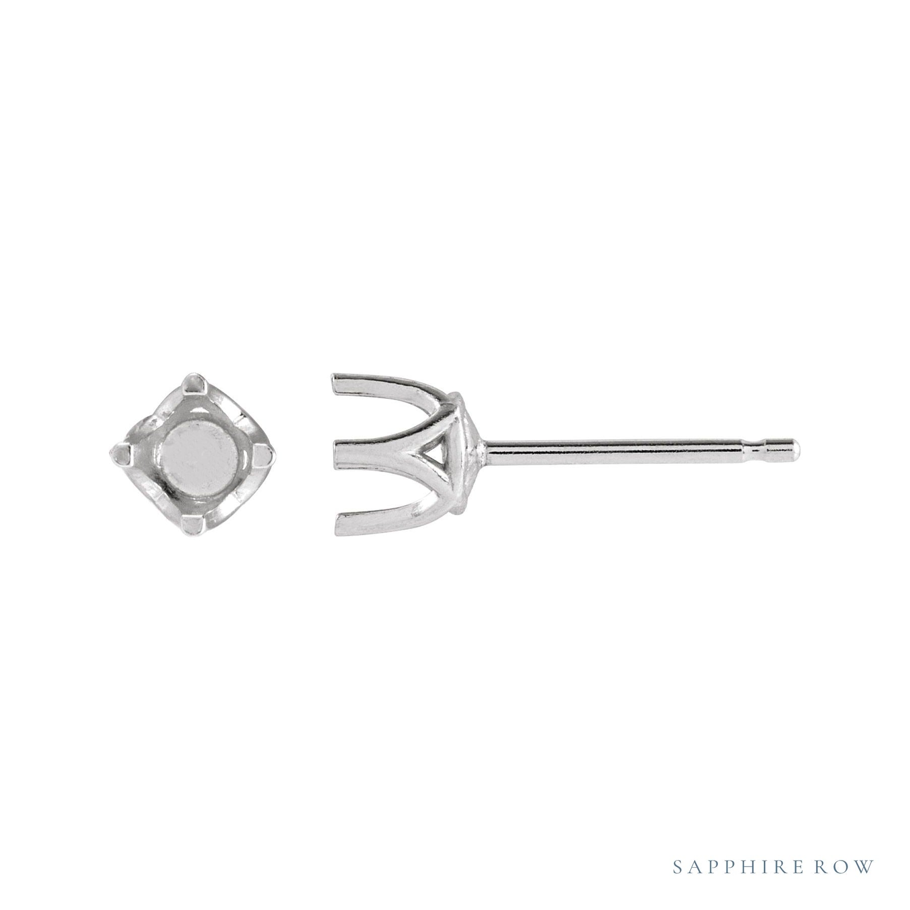Sapphire Row Round 4-Prong Stud Earrings setting in 14K White Gold, shown with a center stone (sold separately)