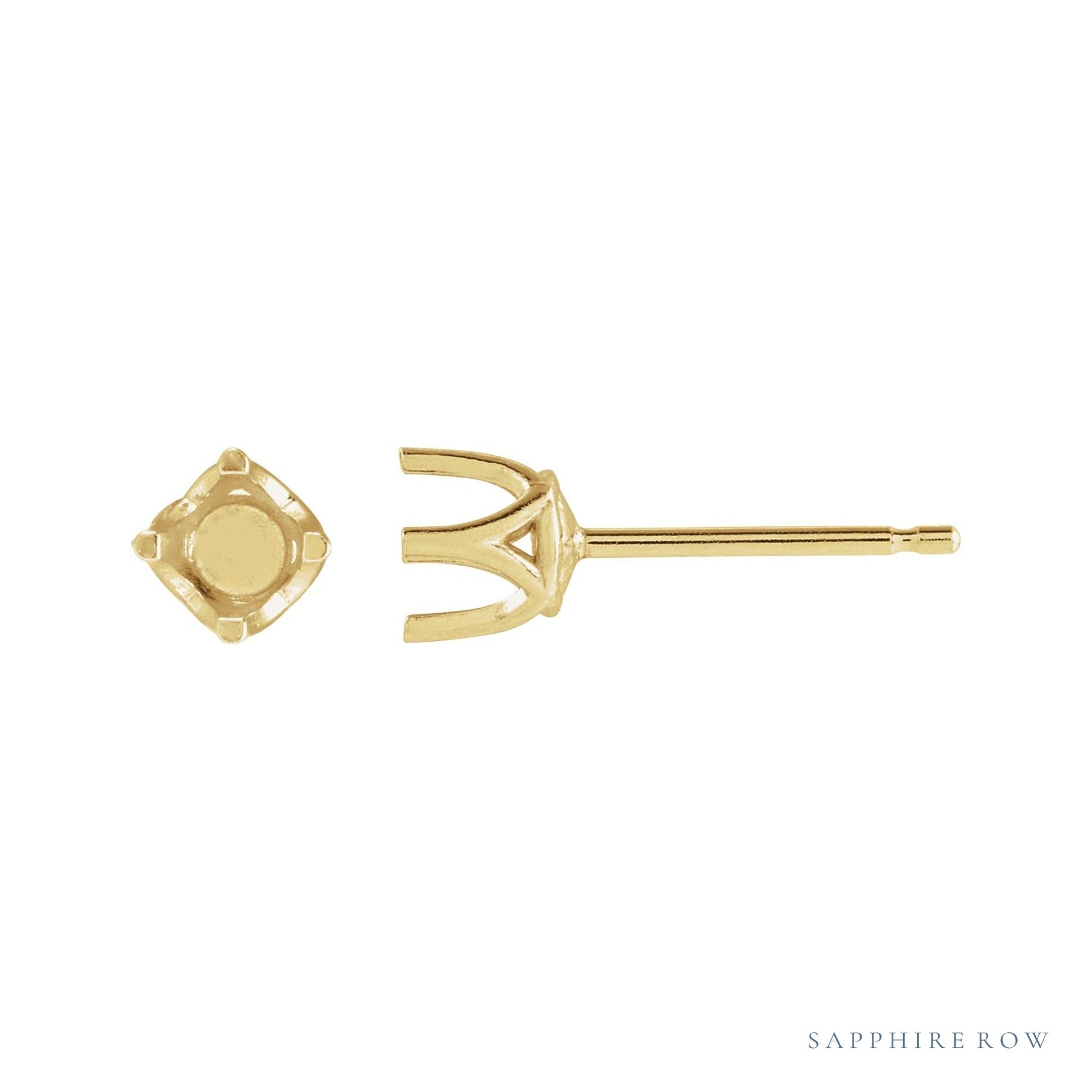 Sapphire Row Round 4-Prong Stud Earrings setting in 14K Yellow Gold, shown with a center stone (sold separately)