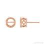Sapphire Row Round Bezel-Set Earrings with Pierced Gallery setting in 14K Rose Gold, shown with a center stone (sold separately)