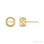 Sapphire Row Round Bezel-Set Earrings with Pierced Gallery setting in 14K Yellow Gold, shown with a center stone (sold separately)