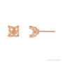 Sapphire Row Round 4-Prong Geometric Stud Earrings setting in 14K Rose Gold, shown with a center stone (sold separately)