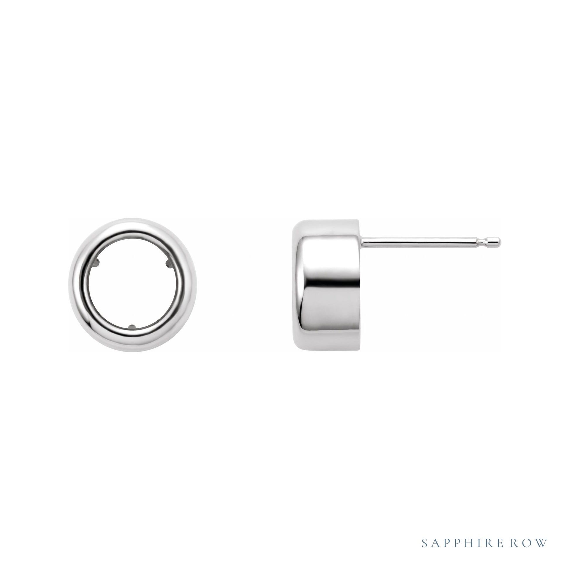 Sapphire Row Round Back-Set Bezel Earrings setting in Platinum, shown with a center stone (sold separately)