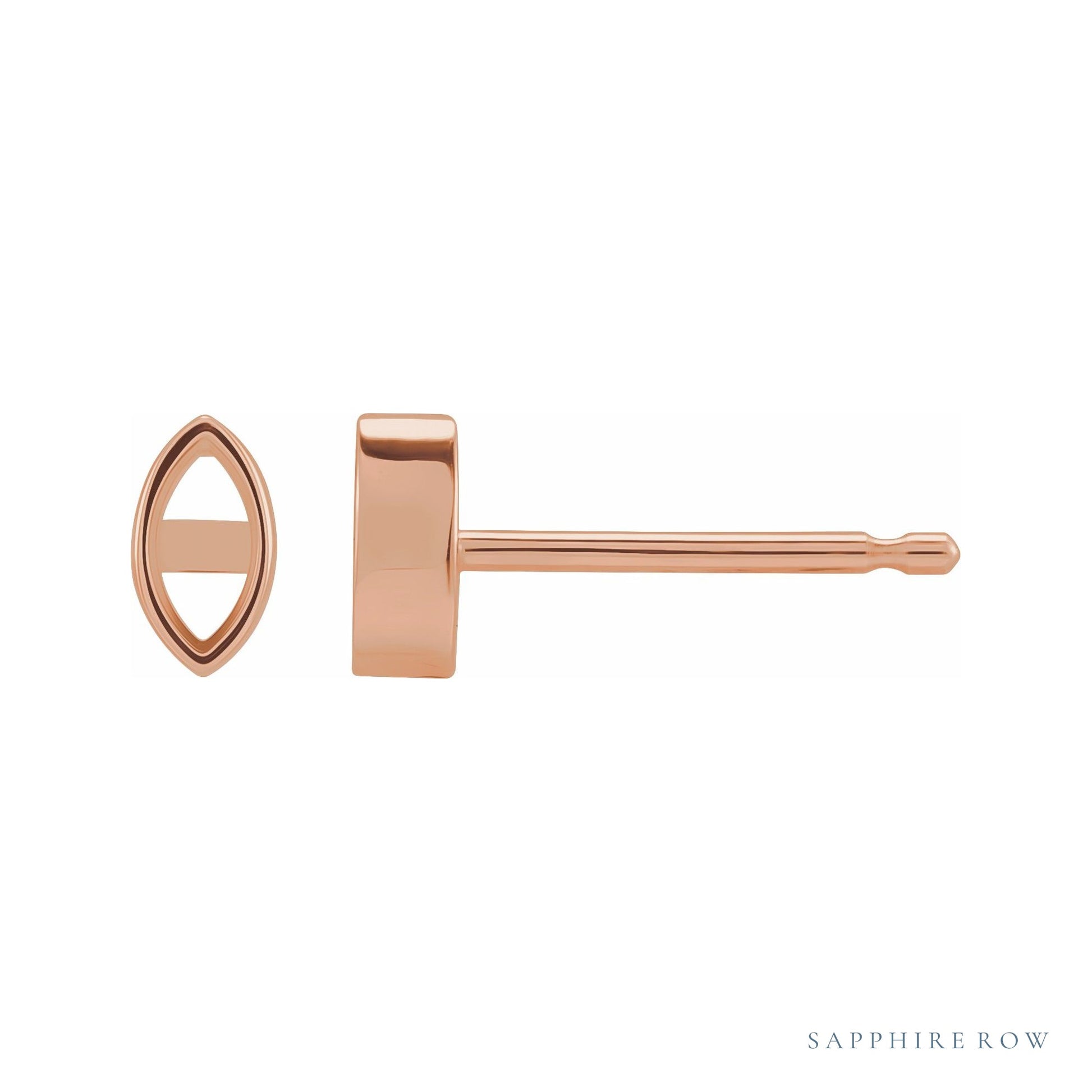 Sapphire Row Marquise Bezel-Set Stud Earrings setting in 14K Rose Gold, shown with a center stone (sold separately)