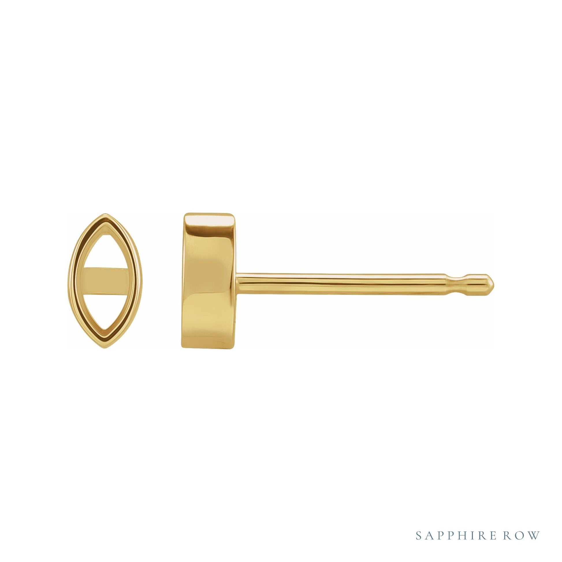 Sapphire Row Marquise Bezel-Set Stud Earrings setting in 14K Yellow Gold, shown with a center stone (sold separately)