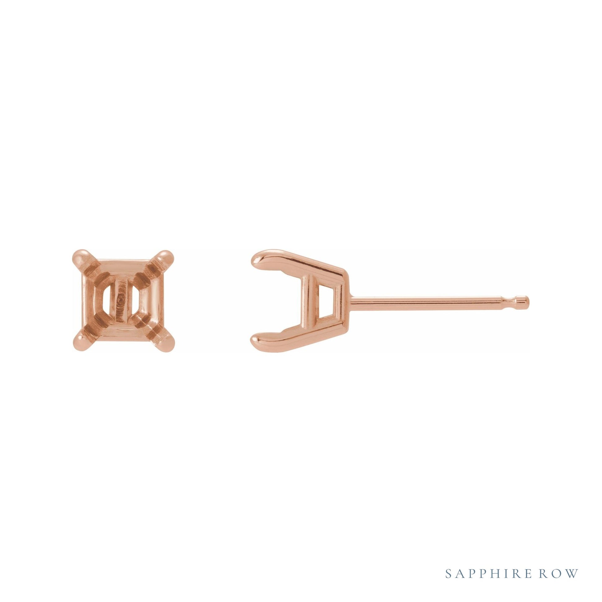Sapphire Row Solitaire Stud Earrings setting in 14K Rose Gold, shown with a center stone (sold separately)