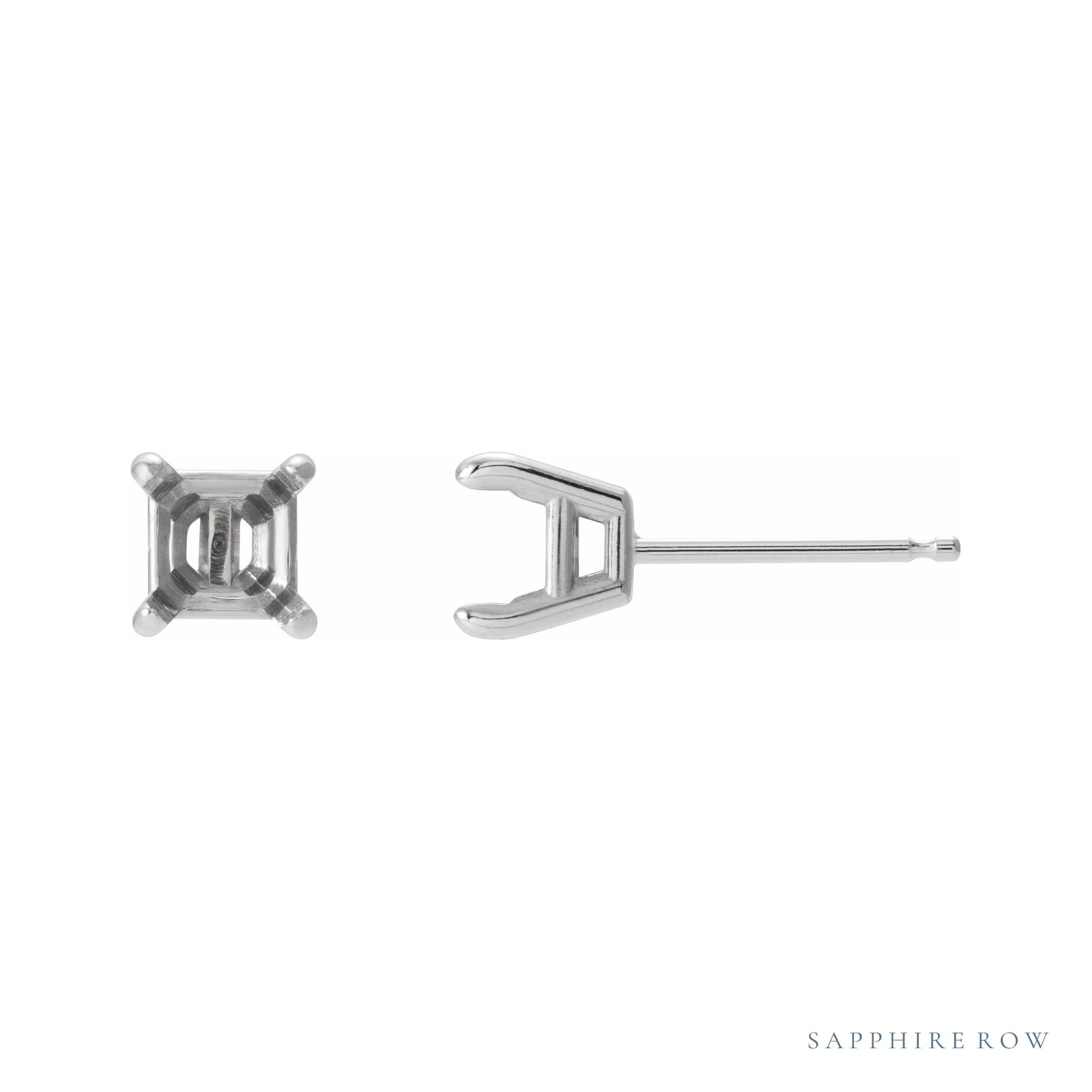 Sapphire Row Solitaire Stud Earrings setting in Platinum, shown with a center stone (sold separately)