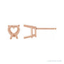 Sapphire Row Heart 4-Prong Lightweight Earrings setting in 14K Rose Gold, shown with a center stone (sold separately)