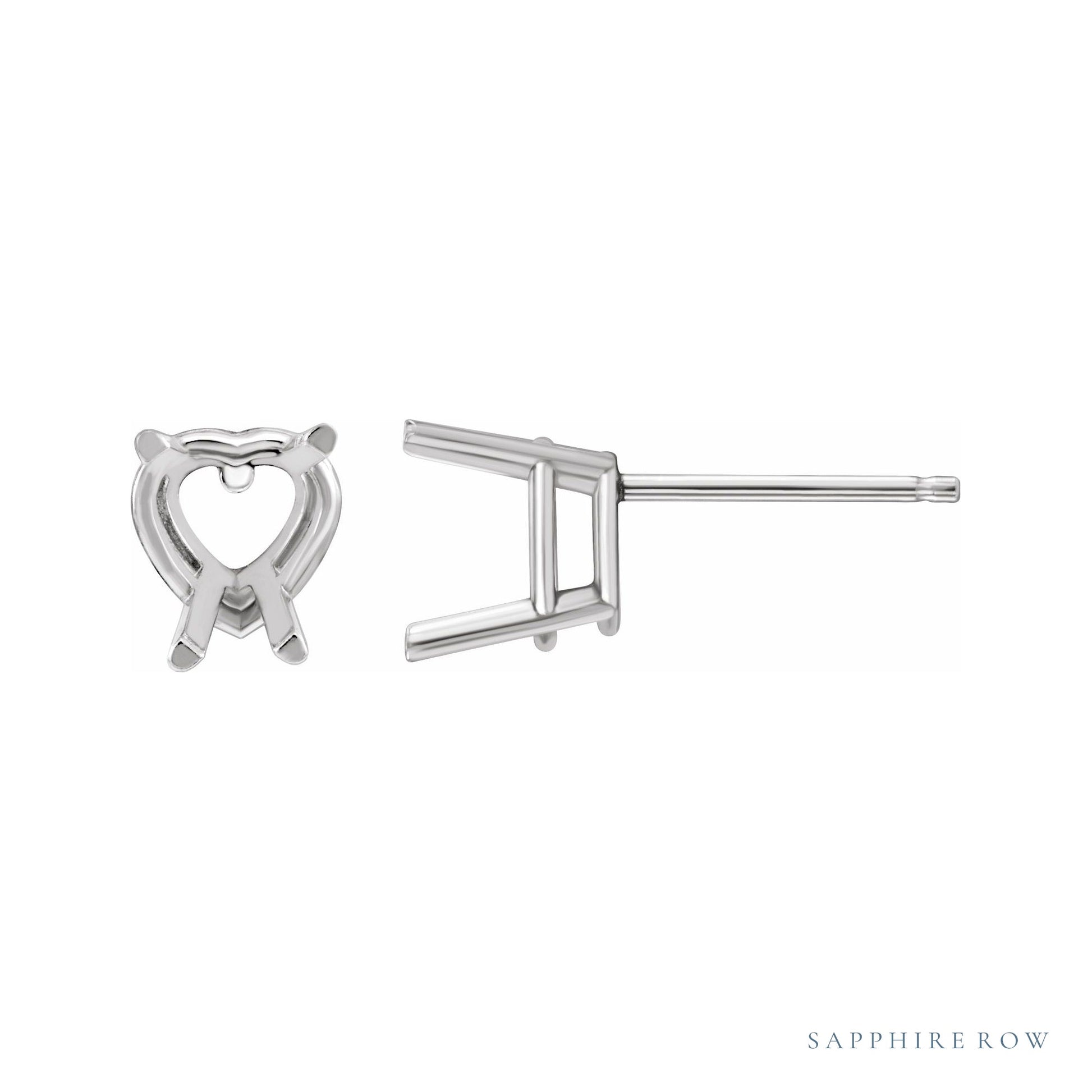 Sapphire Row Heart 4-Prong Lightweight Earrings setting in Platinum, shown with a center stone (sold separately)