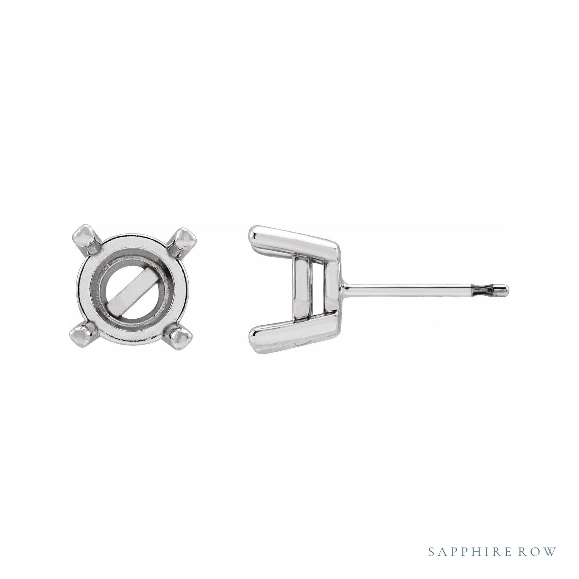 Sapphire Row Round 4-Prong Rose-Cut Stud Earrings setting in Platinum, shown with a center stone (sold separately)