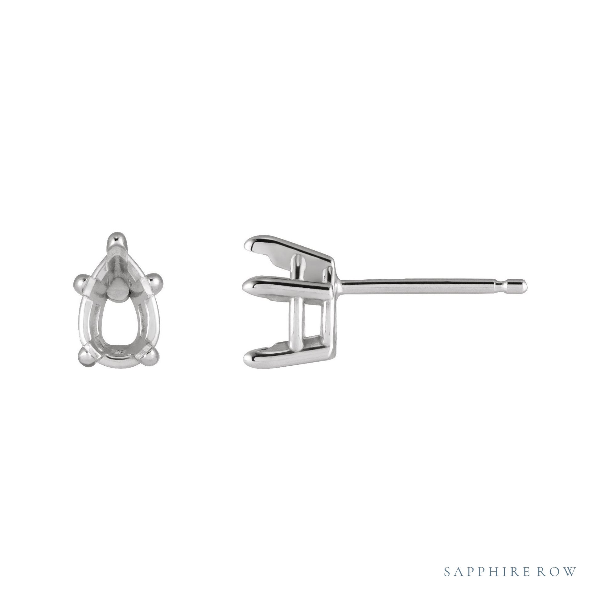 Sapphire Row Pear 5-Prong Claw Stud Earrings setting in Platinum, shown with a center stone (sold separately)