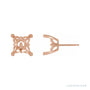Sapphire Row Square V-Prong Fleur-de-lis Stud Earrings setting in 14K Rose Gold, shown with a center stone (sold separately)