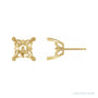 Sapphire Row Square V-Prong Fleur-de-lis Stud Earrings setting in 14K Yellow Gold, shown with a center stone (sold separately)