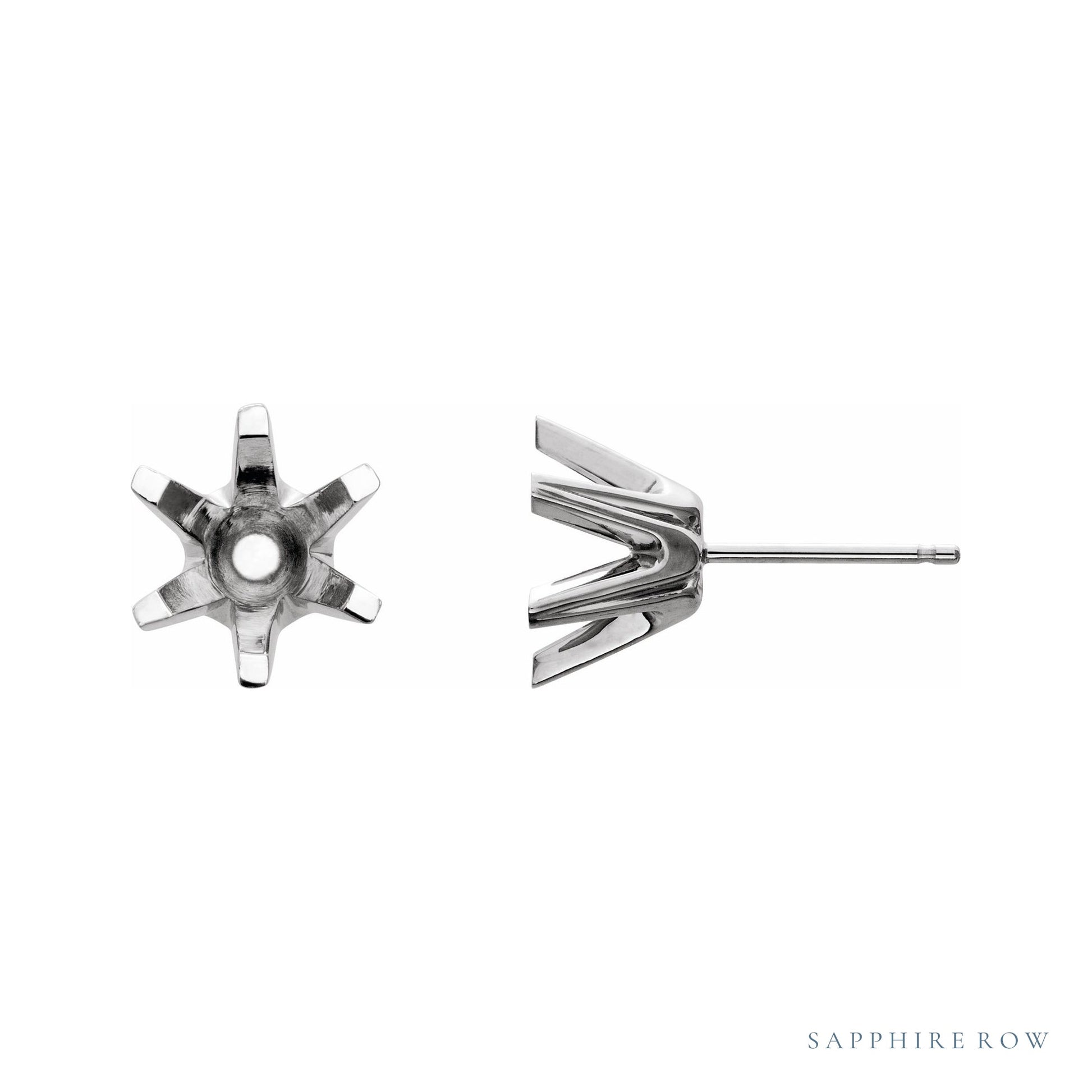 Sapphire Row Round 6-Prong Earrings setting in 14K White Gold, shown with a center stone (sold separately)