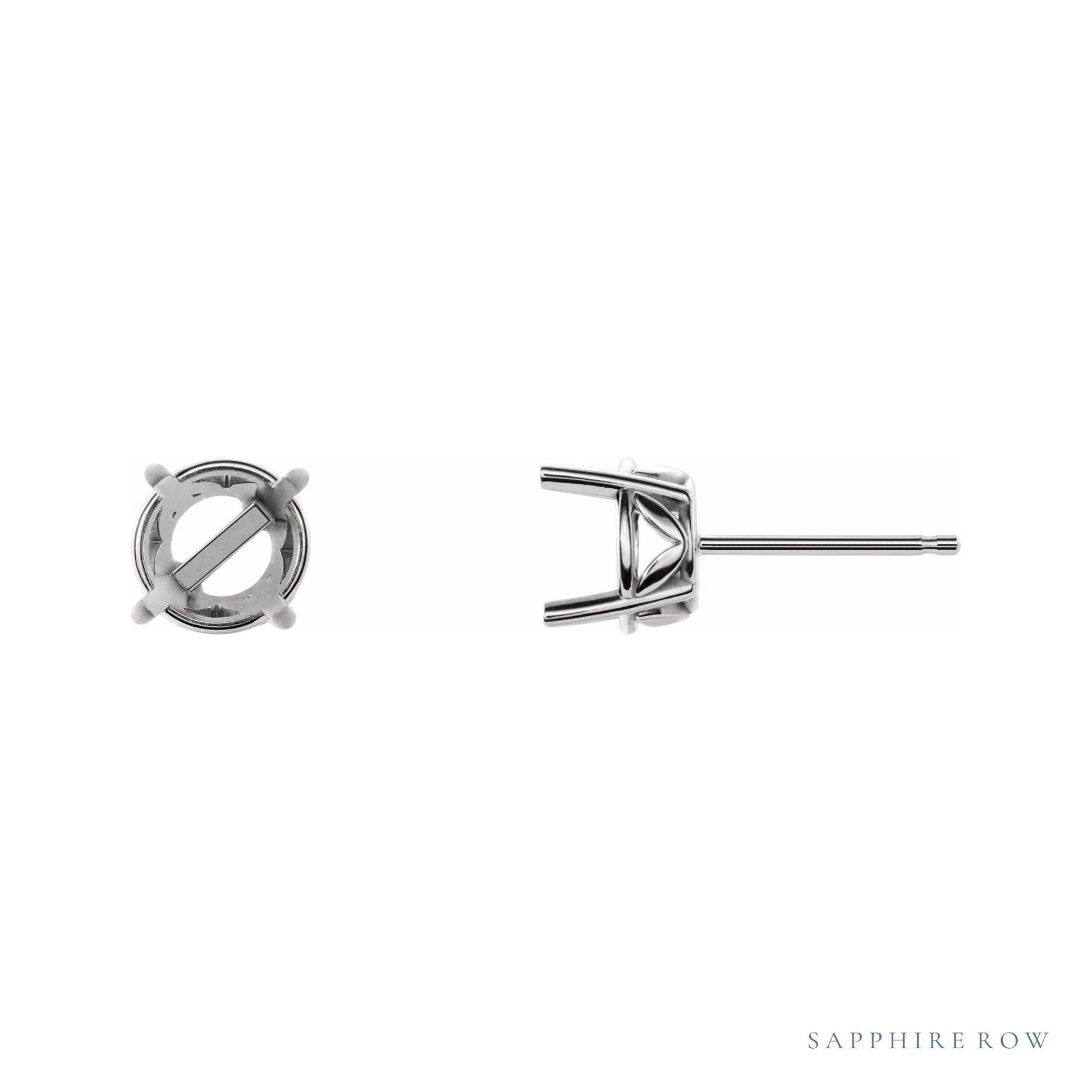 Sapphire Row Round 4-Prong Stud Earrings setting in Platinum, shown with a center stone (sold separately)