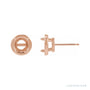 Sapphire Row Round Claw-Prong Bezel-Style Stud Earrings setting in 14K Rose Gold, shown with a center stone (sold separately)