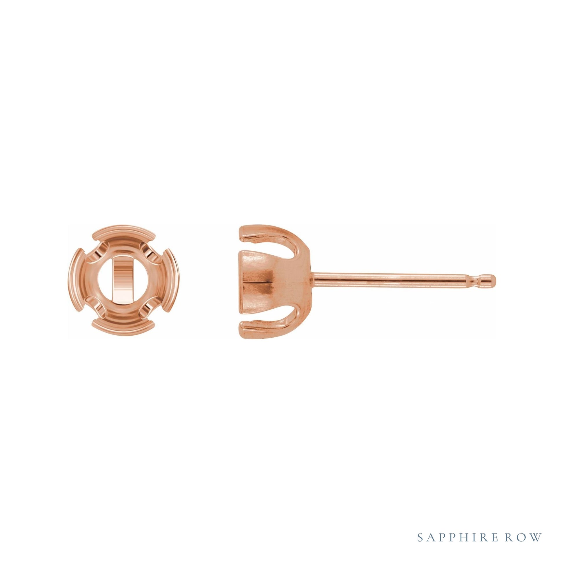 Sapphire Row Round Partial Bezel Earrings setting in 14K Rose Gold, shown with a center stone (sold separately)