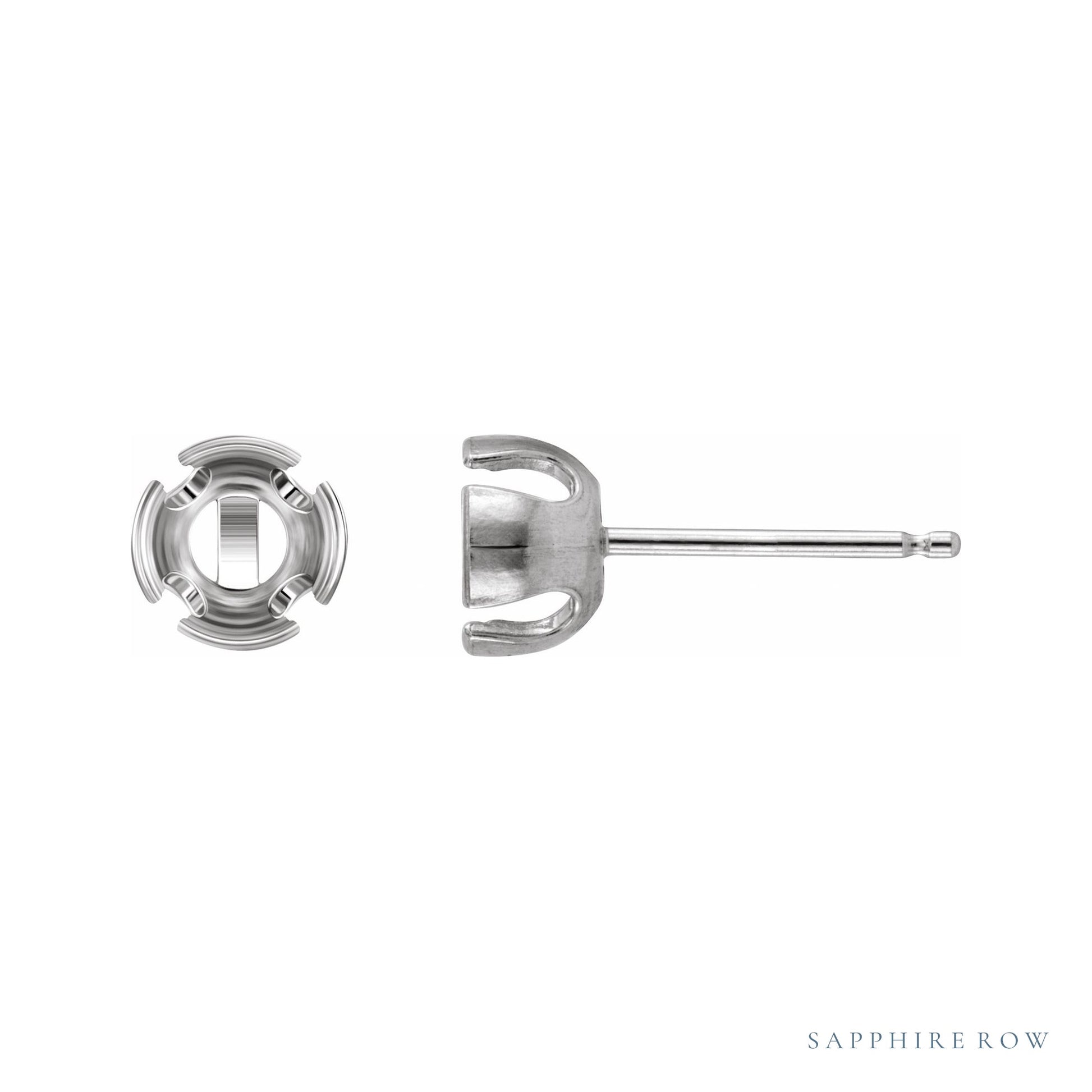 Sapphire Row Round Partial Bezel Earrings setting in 14K White Gold, shown with a center stone (sold separately)
