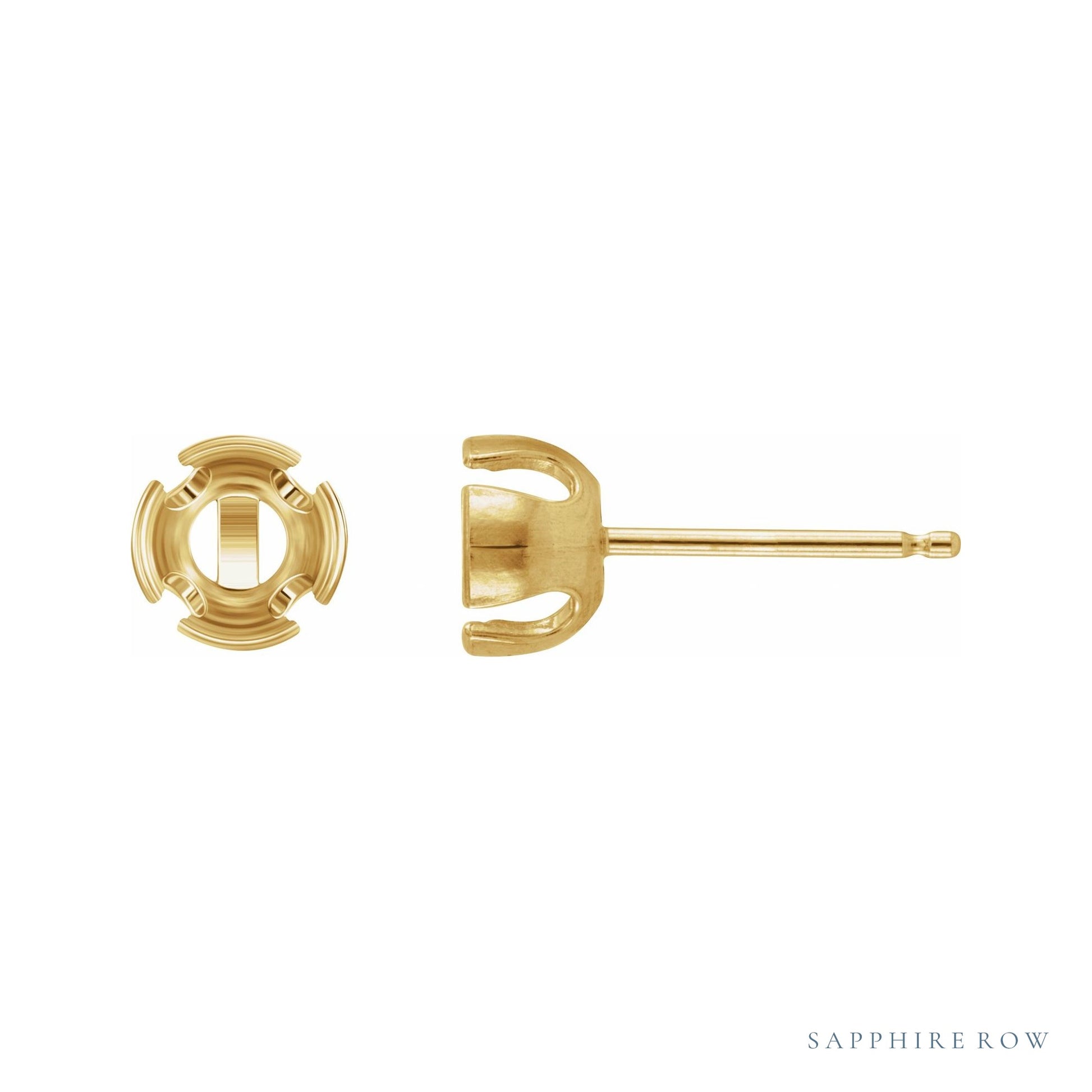 Sapphire Row Round Partial Bezel Earrings setting in 14K Yellow Gold, shown with a center stone (sold separately)