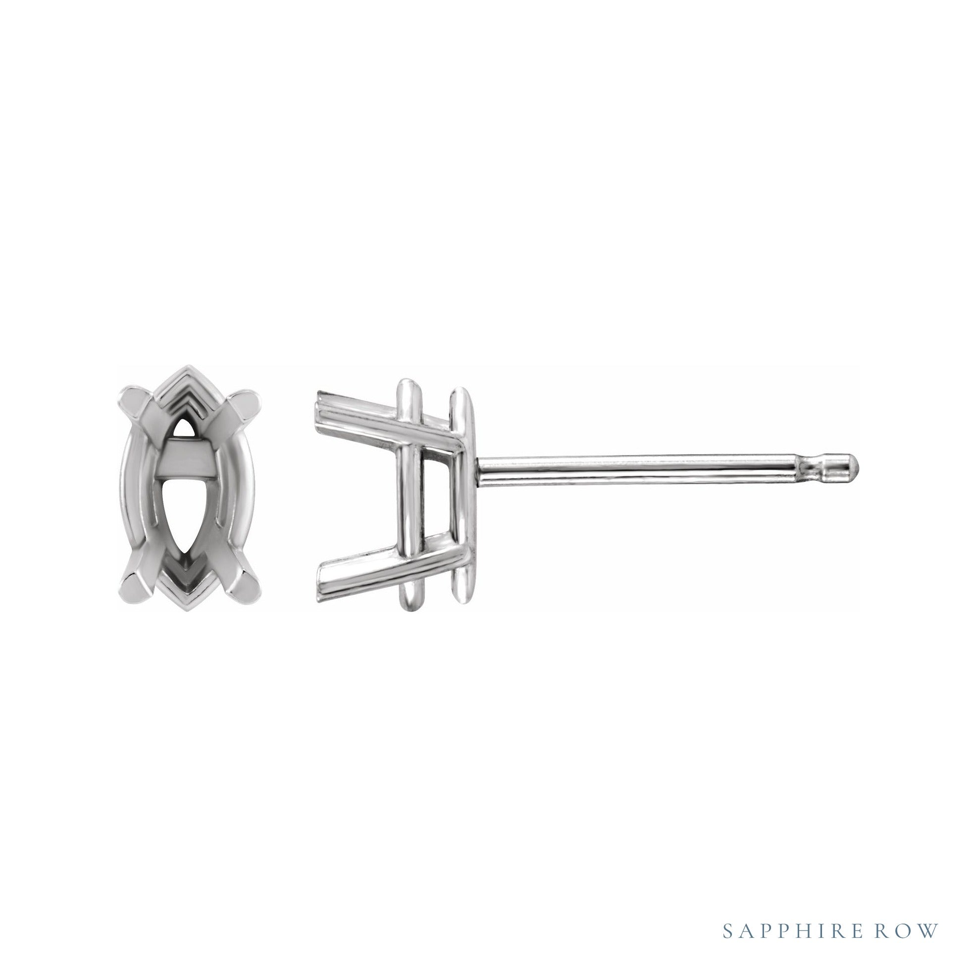 Sapphire Row Marquise 4-Prong Lightweight Stud Earrings setting in 14K White Gold, shown with a center stone (sold separately)