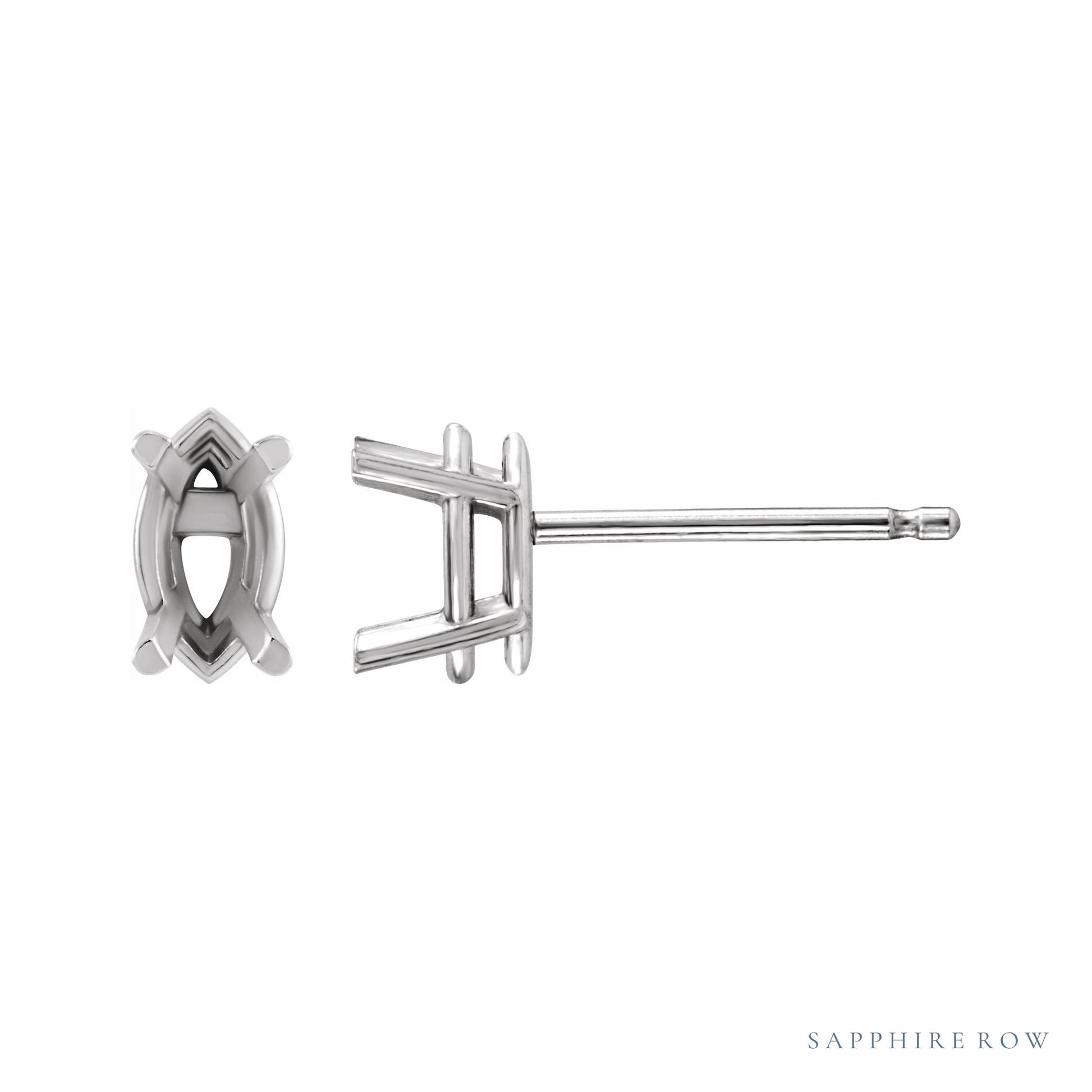 Sapphire Row Marquise 4-Prong Lightweight Stud Earrings setting in 14K White Gold, shown with a center stone (sold separately)