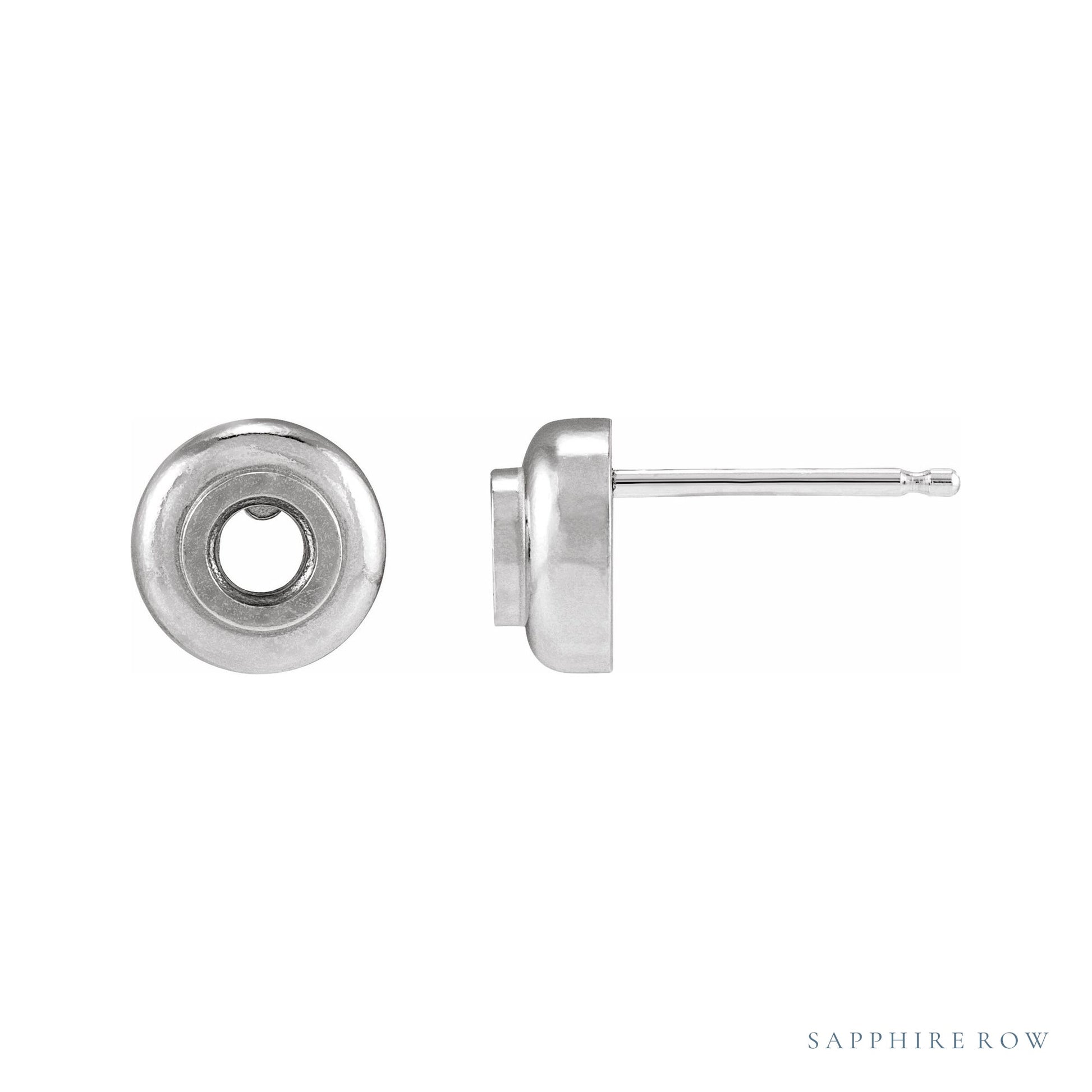 Sapphire Row Round Bezel-Set Solitaire Earrings setting in Platinum, shown with a center stone (sold separately)