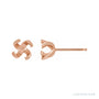 Sapphire Row Round 4-Prong Twisted Stud Earrings setting in 14K Rose Gold, shown with a center stone (sold separately)