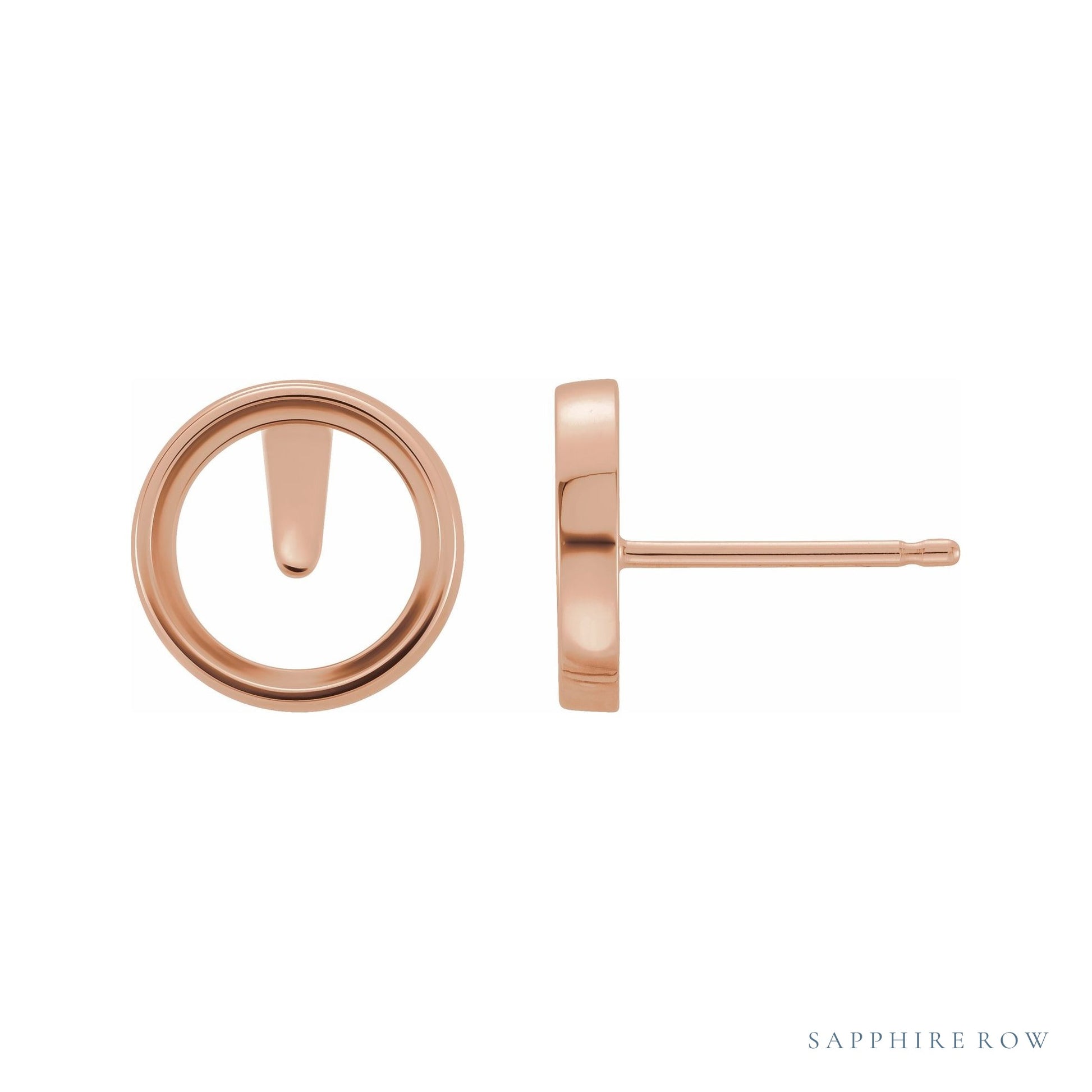 Sapphire Row Round Bezel-Set Cabochon Earrings setting in 14K Rose Gold, shown with a center stone (sold separately)