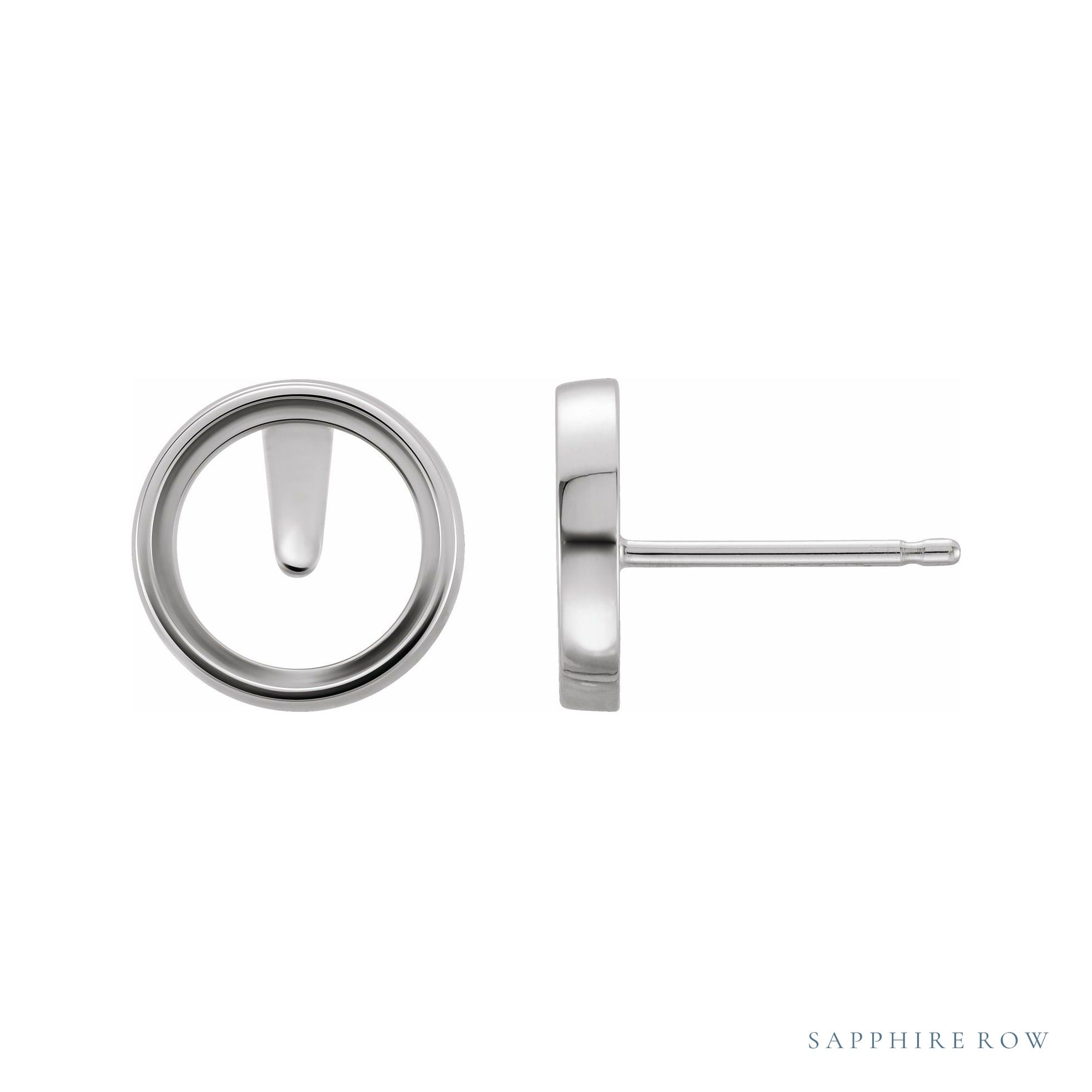 Sapphire Row Round Bezel-Set Cabochon Earrings setting in 14K White Gold, shown with a center stone (sold separately)