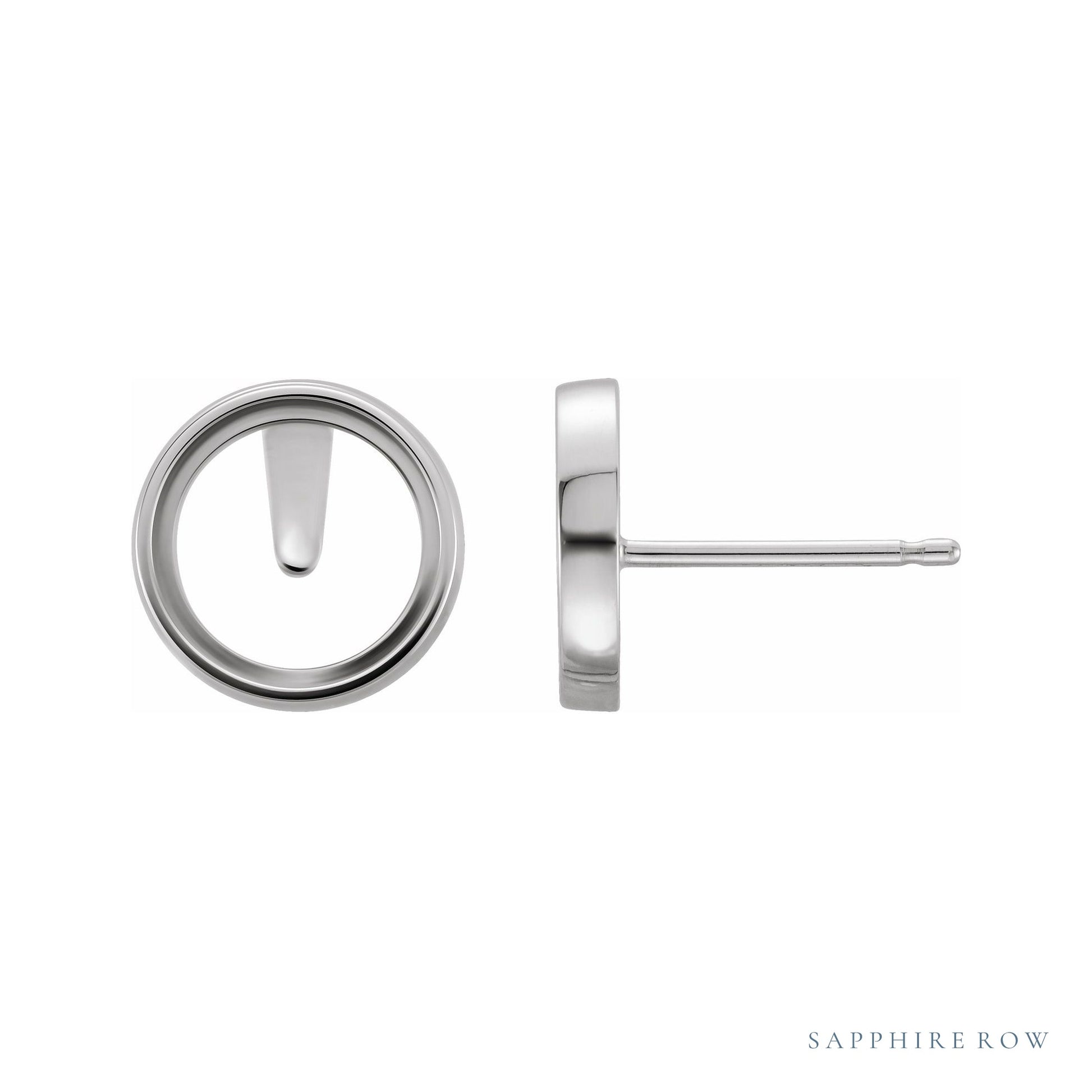 Sapphire Row Round Bezel-Set Cabochon Earrings setting in Platinum, shown with a center stone (sold separately)