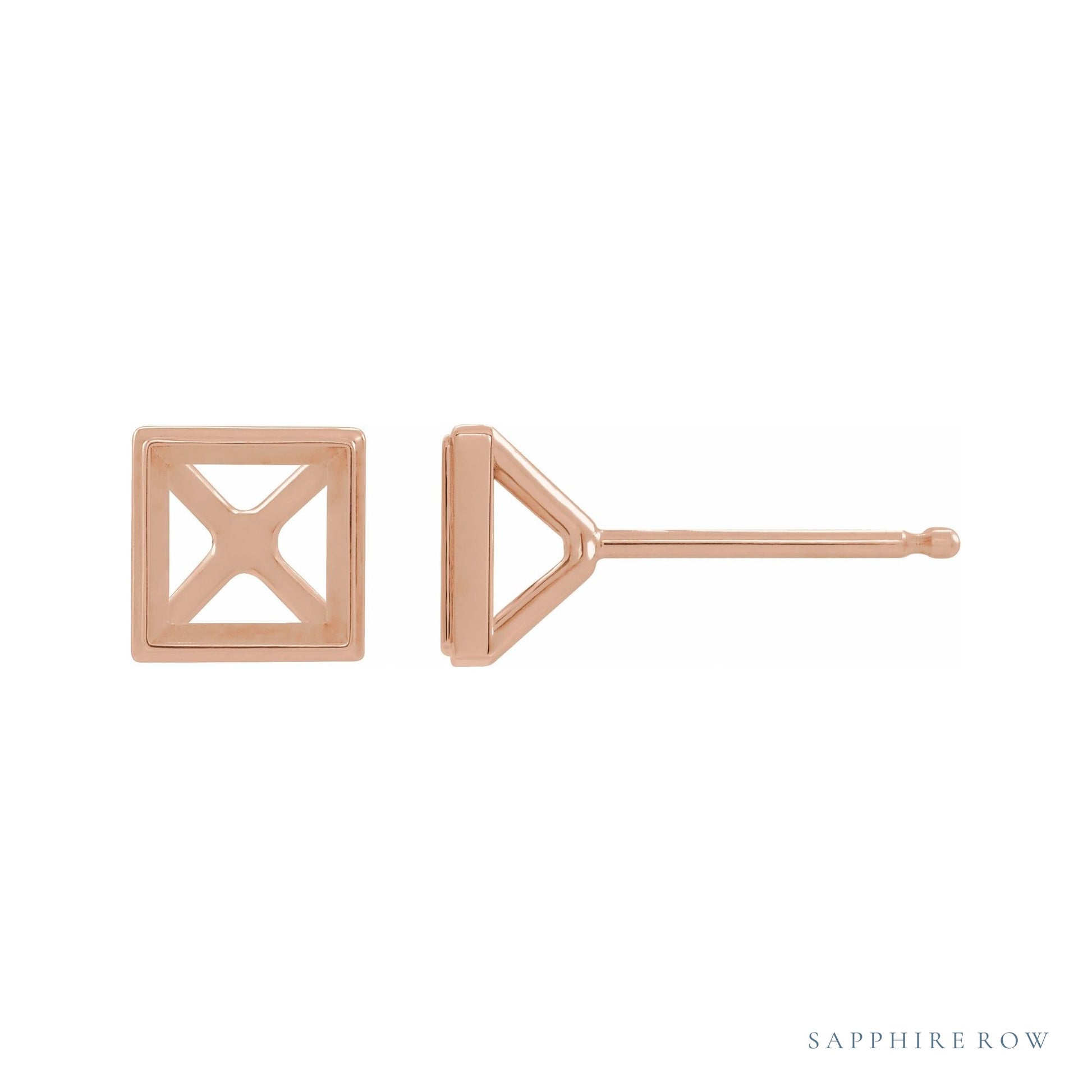 Sapphire Row Bezel-Set Cocktail-Style Earrings setting in 14K Rose Gold, shown with a center stone (sold separately)