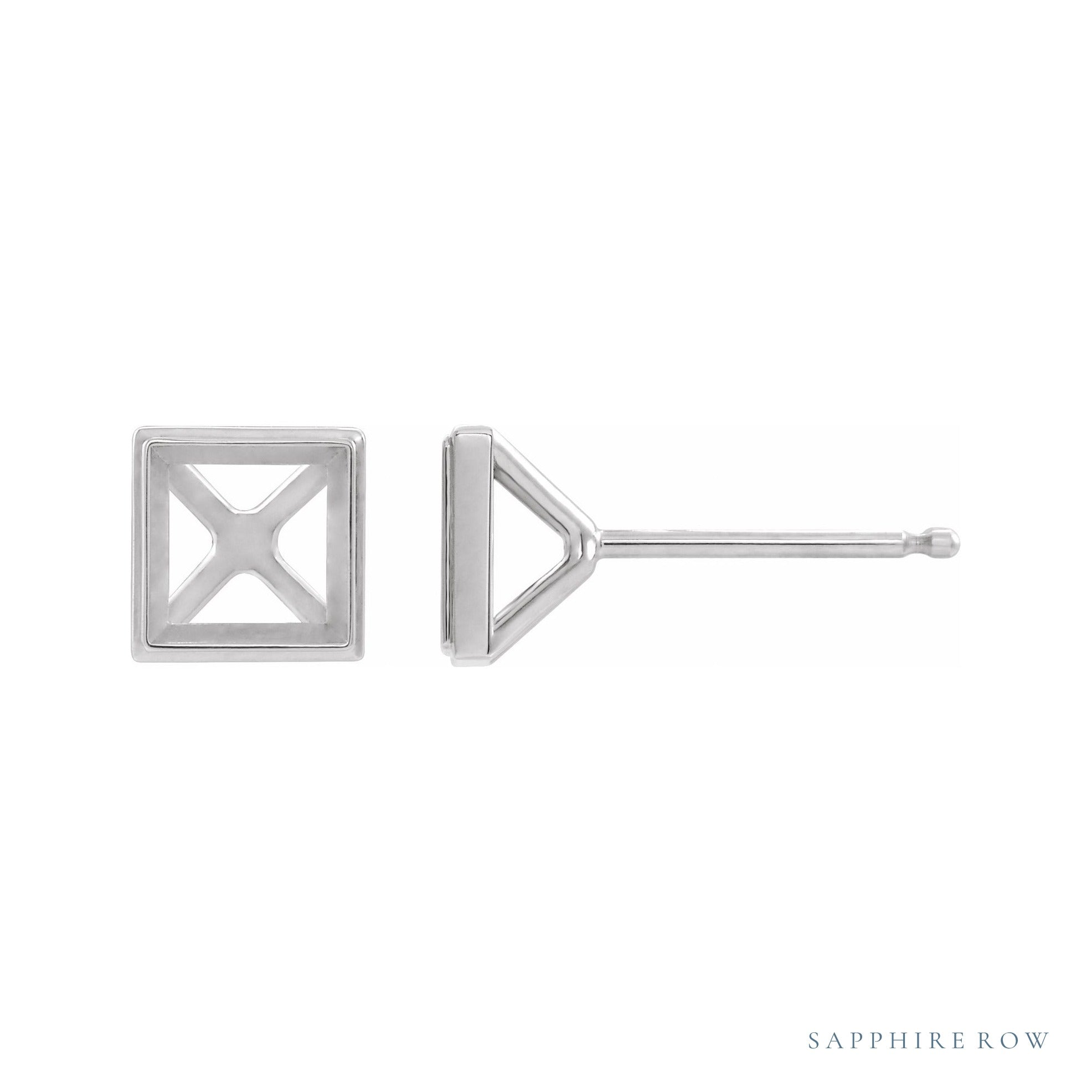 Sapphire Row Bezel-Set Cocktail-Style Earrings setting in 14K White Gold, shown with a center stone (sold separately)