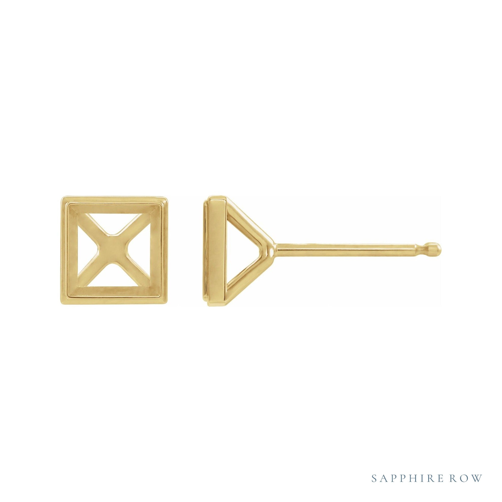 Sapphire Row Bezel-Set Cocktail-Style Earrings setting in 14K Yellow Gold, shown with a center stone (sold separately)
