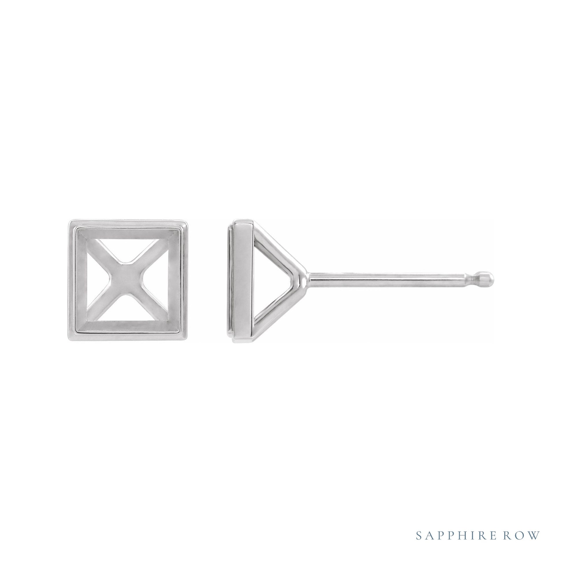 Sapphire Row Bezel-Set Cocktail-Style Earrings setting in Platinum, shown with a center stone (sold separately)